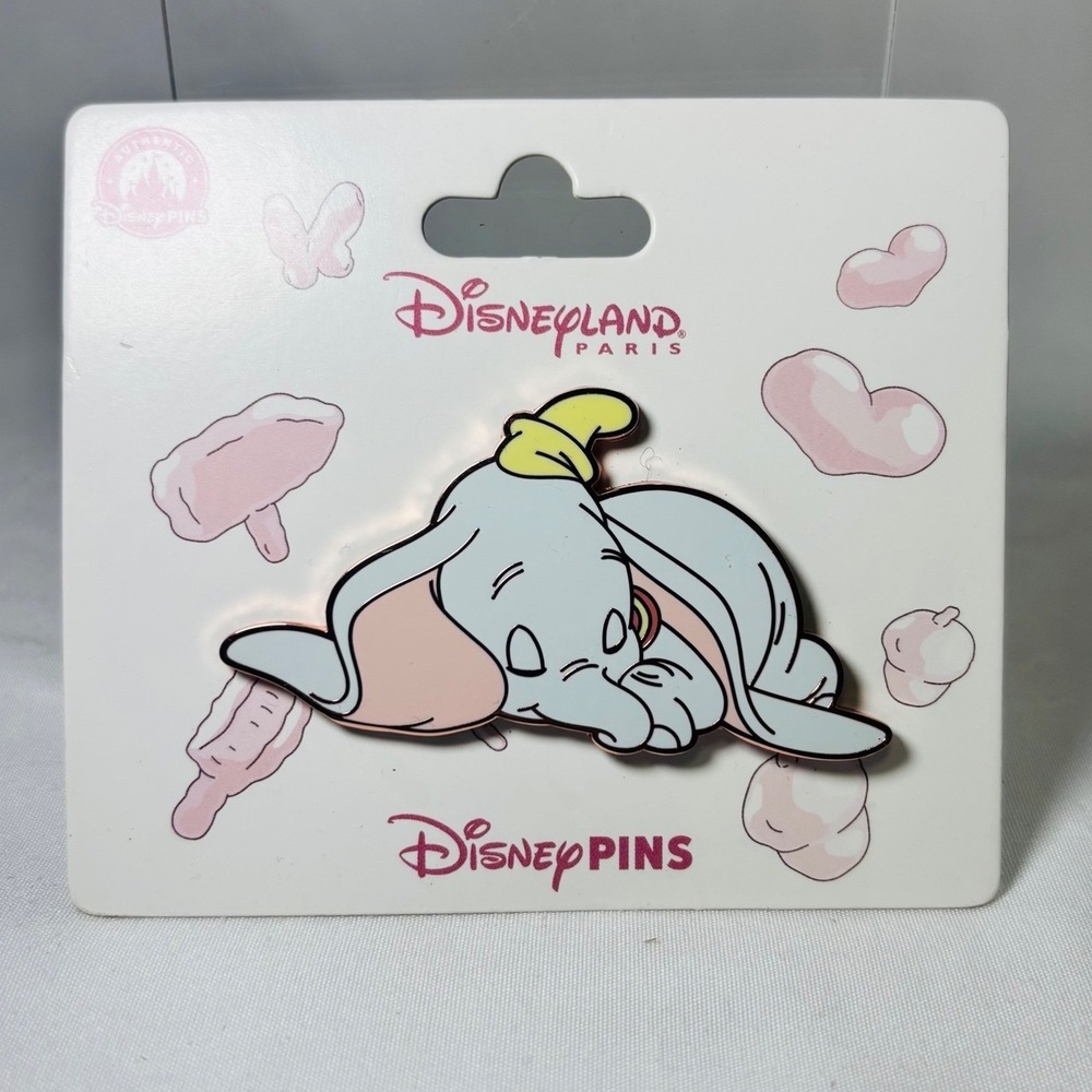 Disneyland Paris Dumbo Sleeping Enamel Pin Disney Trading Rose Gold New